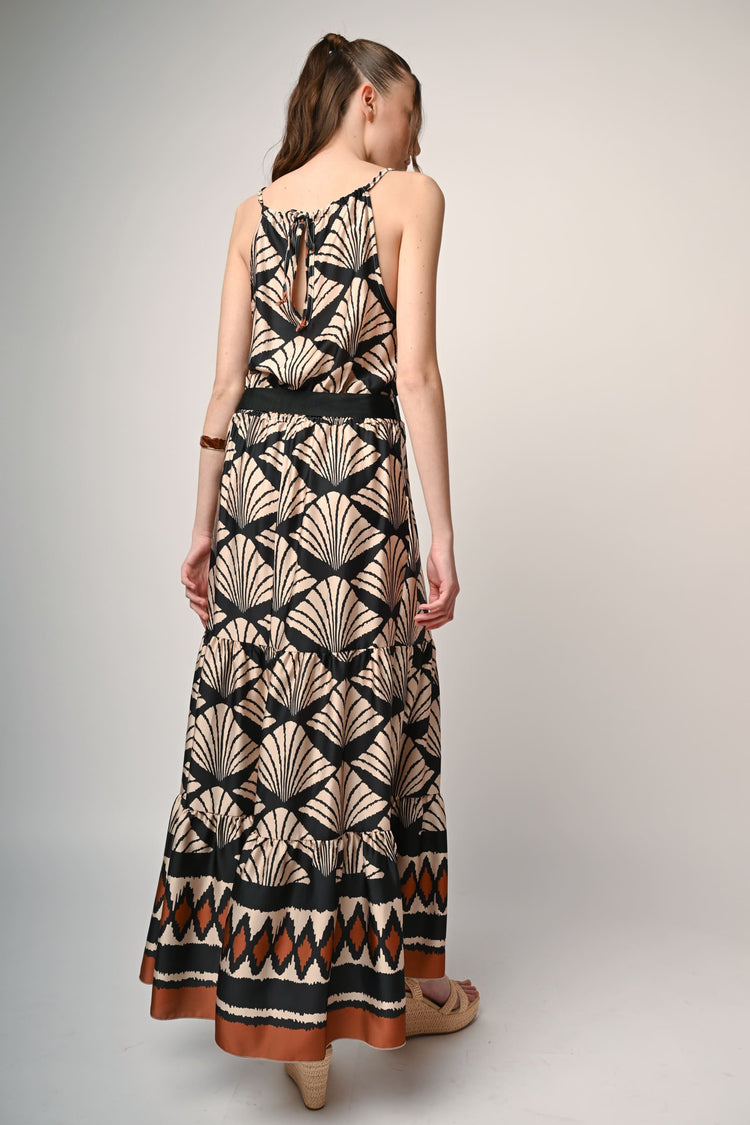 Abito lungo a stampa etnica