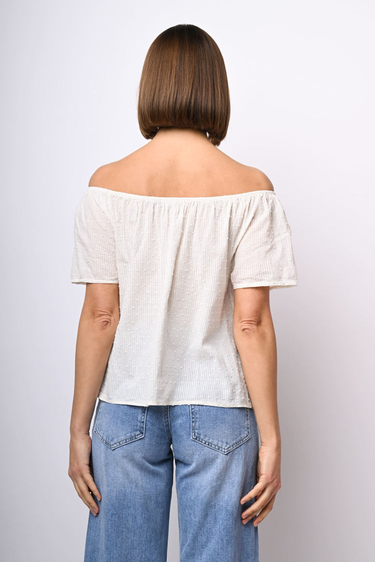 Top con bottoni e spalle scoperte