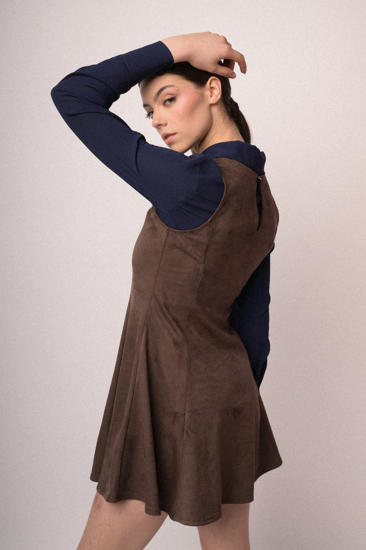 Mini abito in faux suede