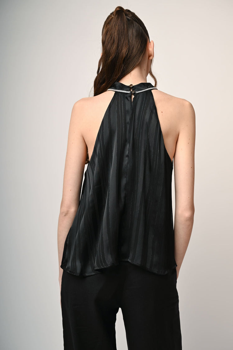 Top in georgette lurex con strass