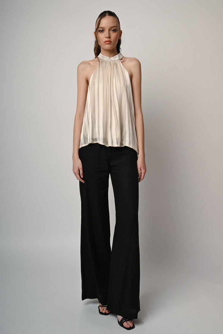 Top in georgette lurex con strass