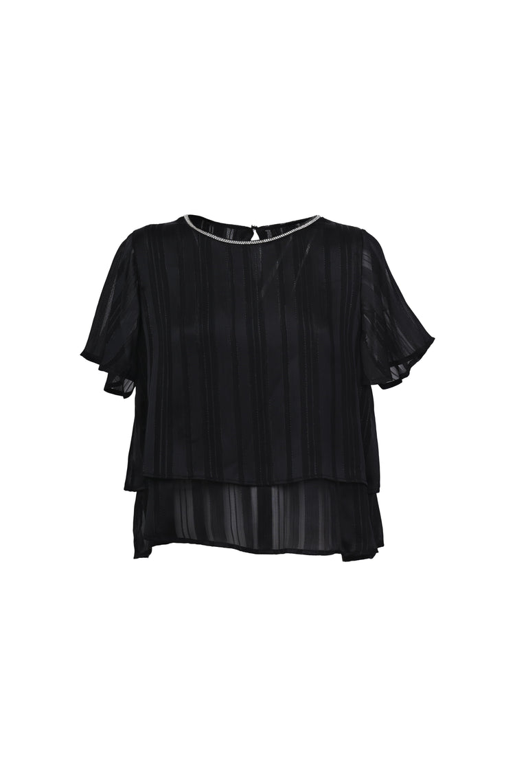 Top doppiato in georgette con strass