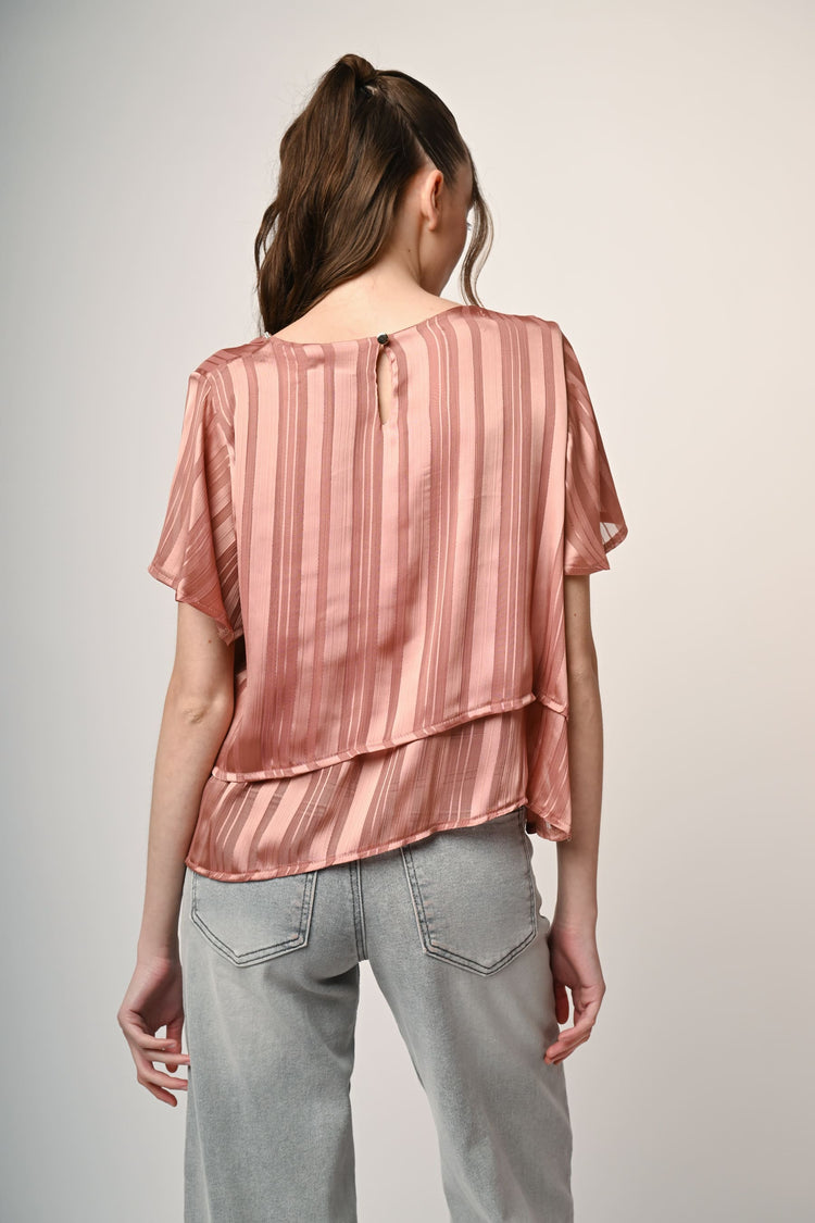 Top doppiato in georgette con strass