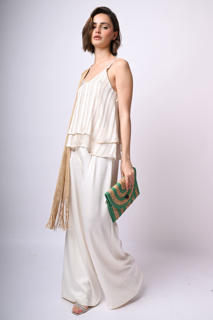 Top doppiato in georgette lurex