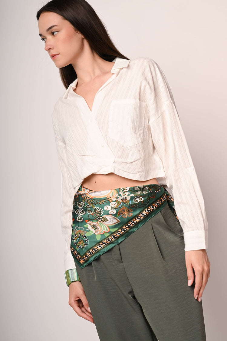 Camicia crop in cotone a righe