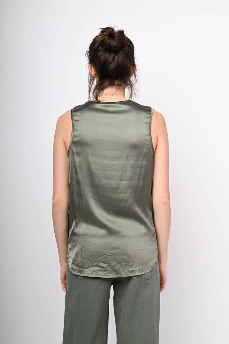 Canotta in raso con scollo a V