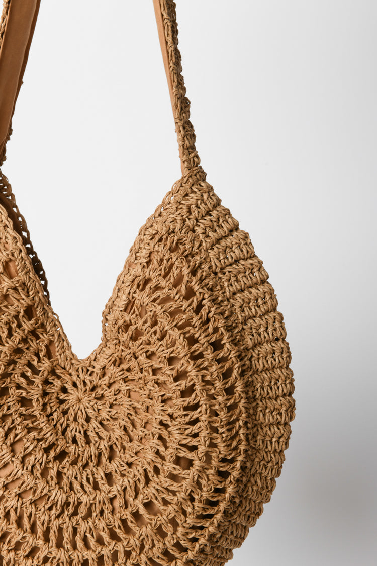 Borsa in paglia arrotondata