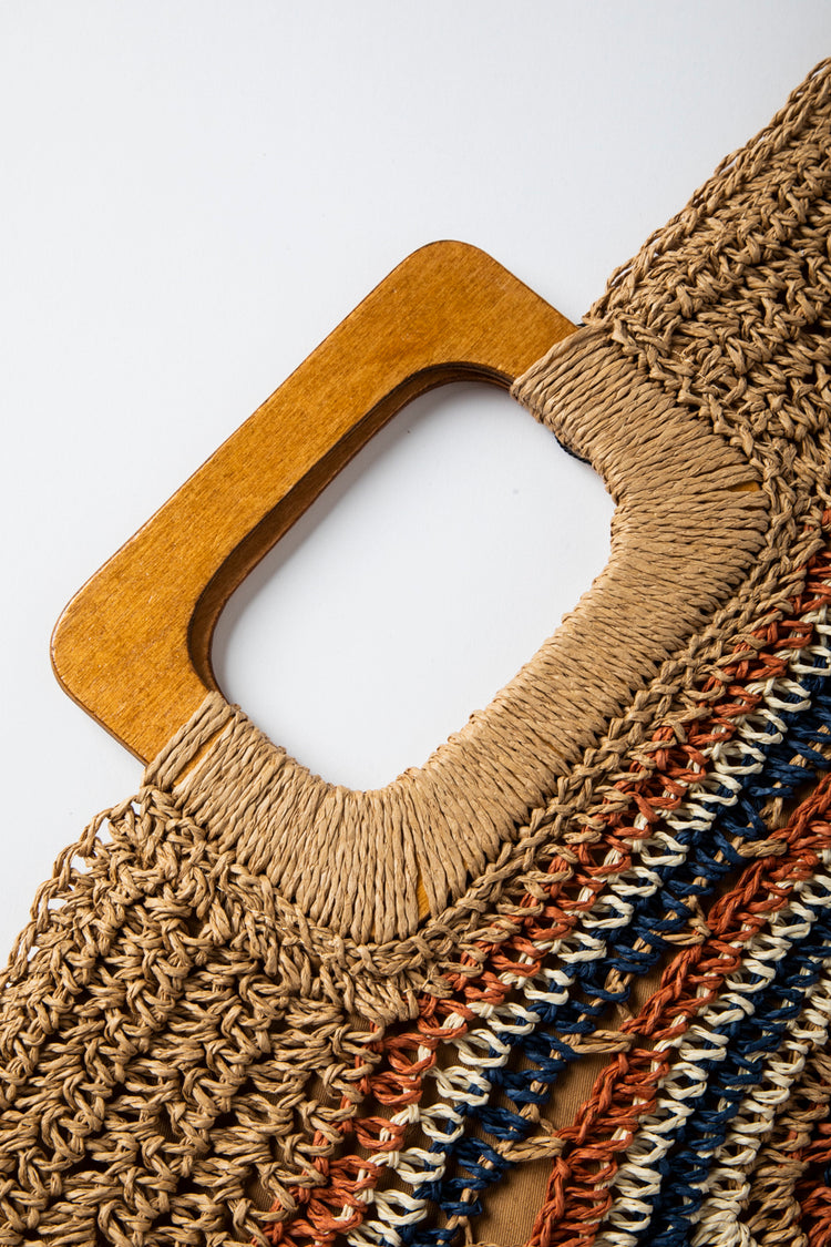 Borsa in paglia con motivo geometrico