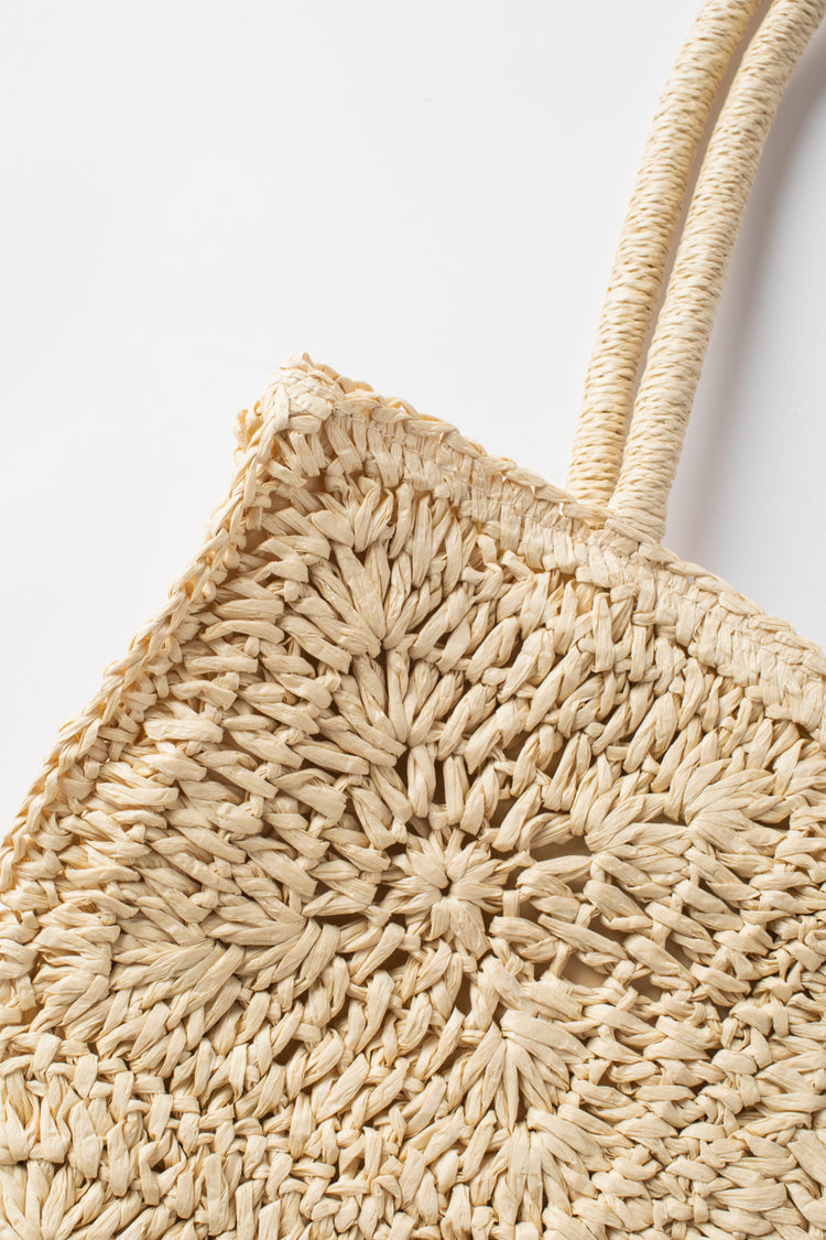 Borsa in paglia intrecciata a quadri