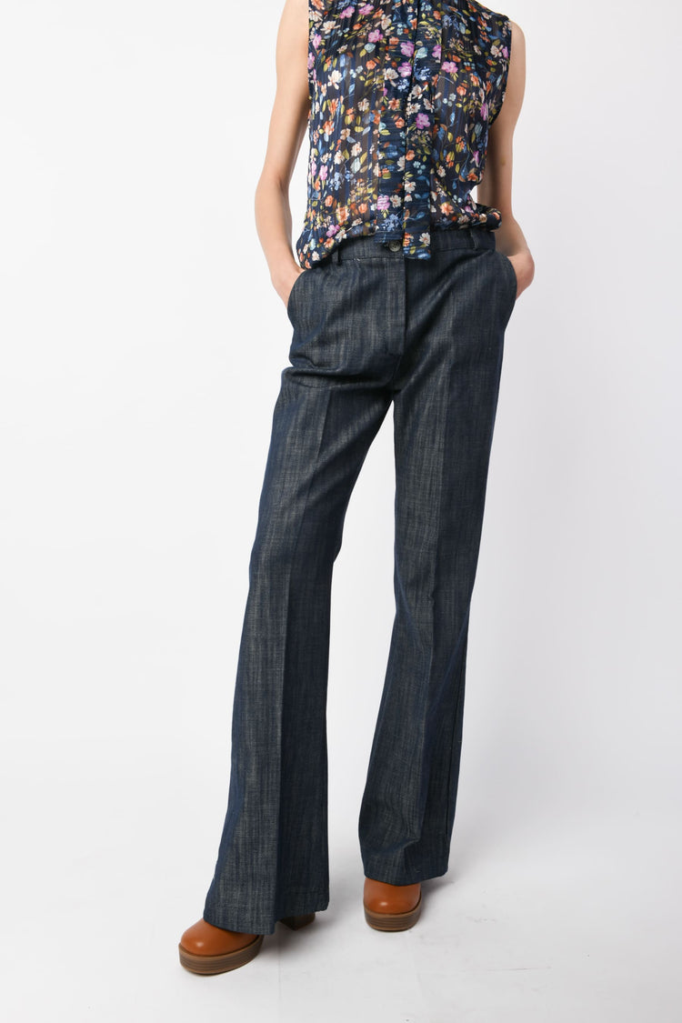 Pantaloni palazzo effetto denim