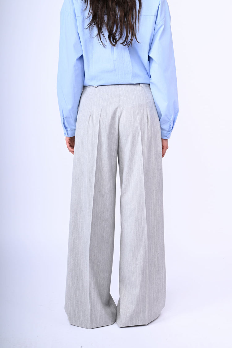 Pantaloni palazzo in gessato lurex