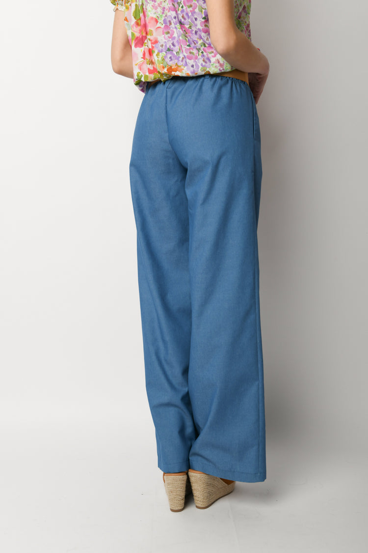 Pantalone palazzo effetto denim