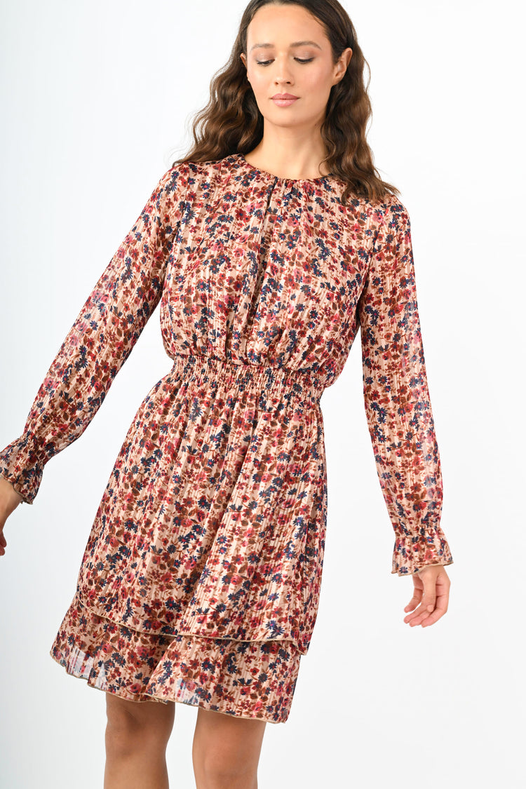 Mini abito a stampa floreale lurex