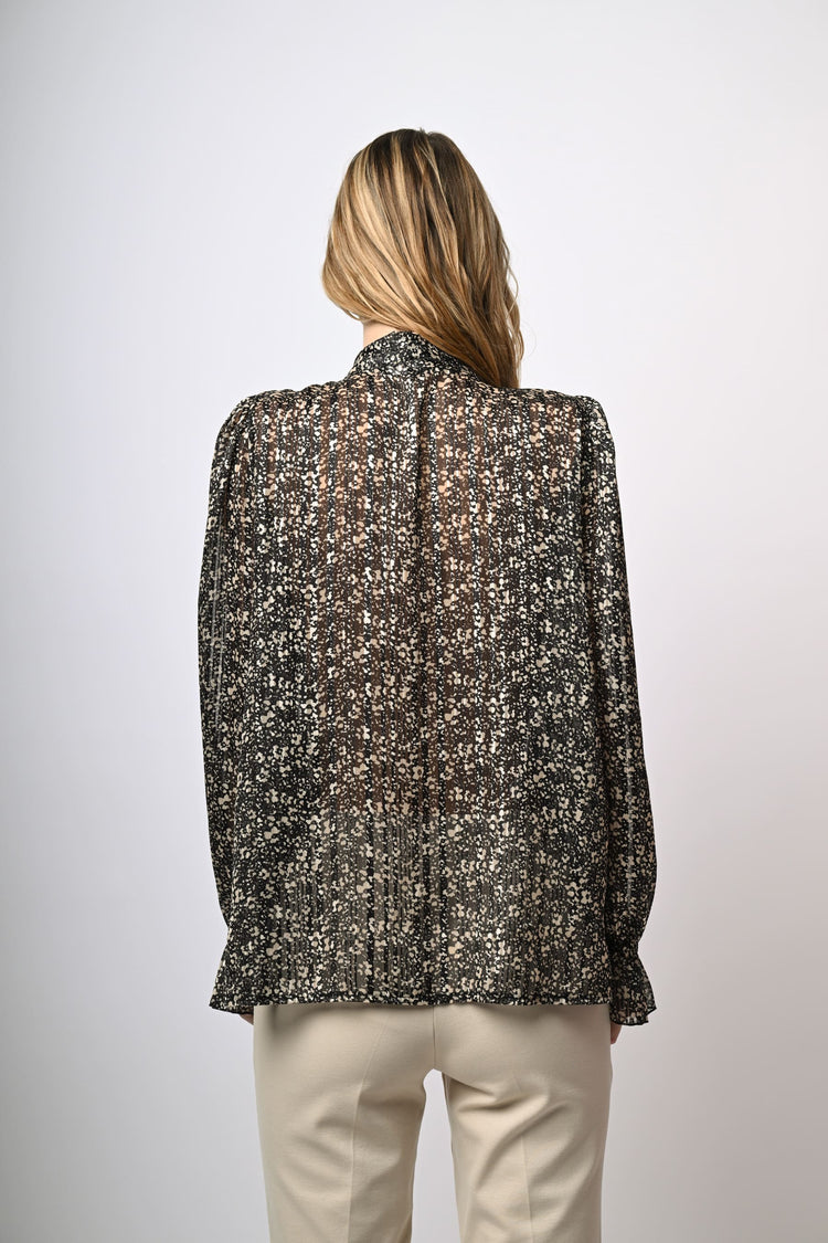 Blusa con fiocco e stampa floreale