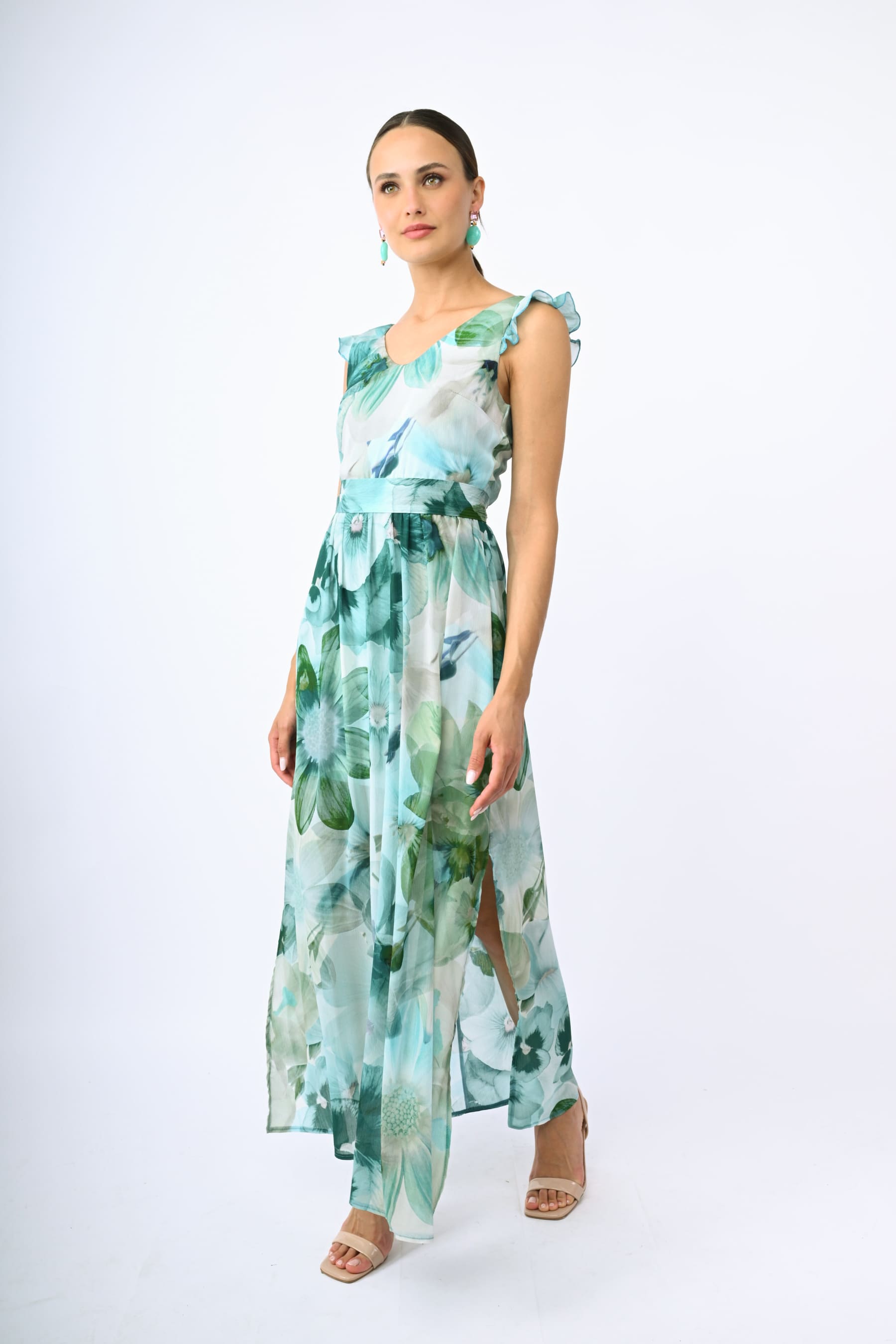 ABITO LUNGO LONG SLEEVE A-LINE DRESS IN FLORA NWOT – Queen's Deals - Foto 6