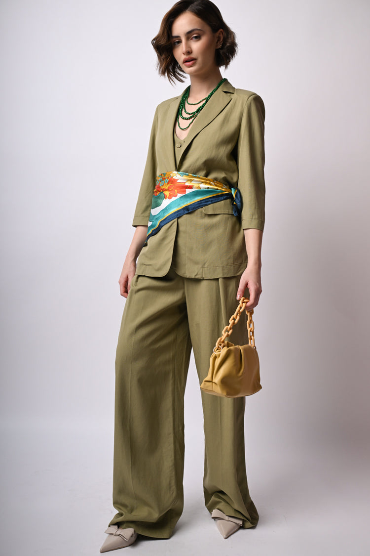 Blazer in viscosa e lino