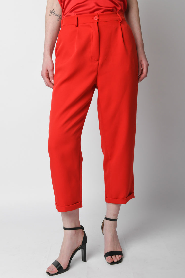 Pantaloni crop con risvolto