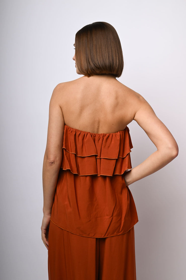 Top in viscosa con balze