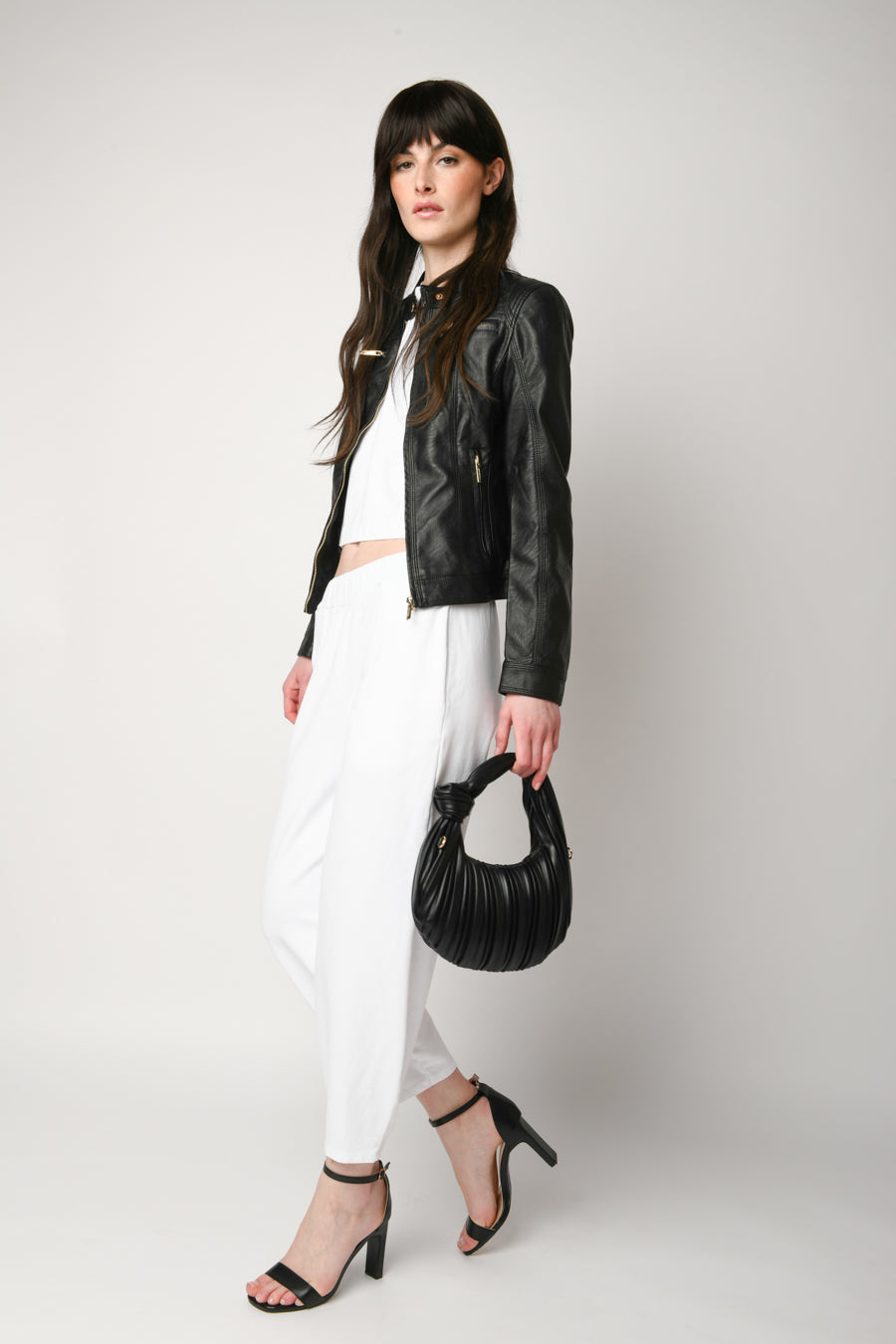 Giacca stile biker in similpelle - Main Image