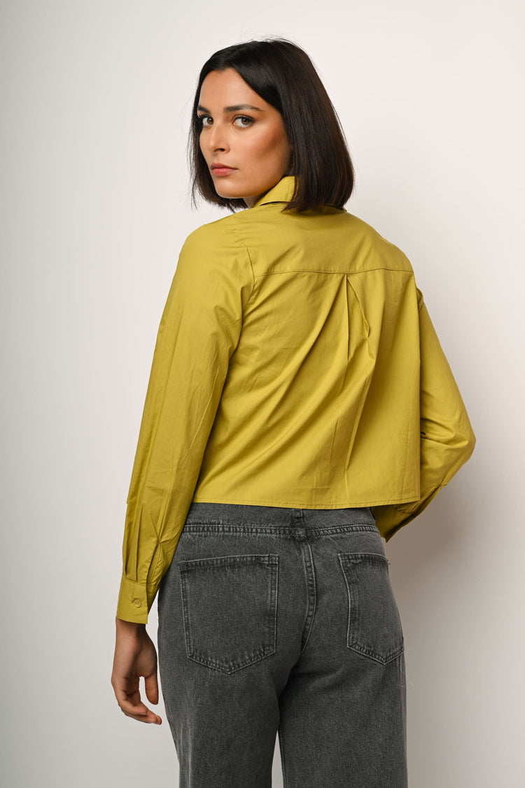 Camicia crop misto cotone