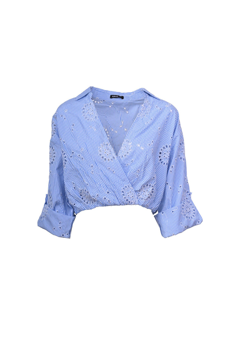Camicia crop in Sangallo a righe