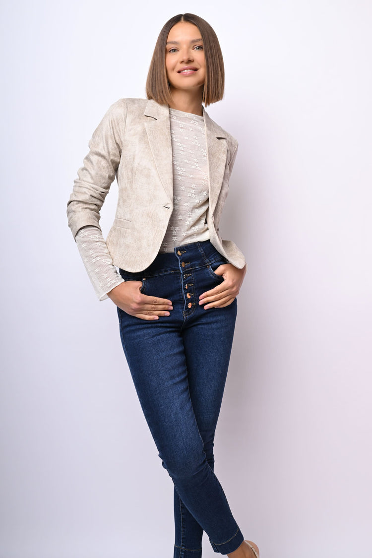 Blazer in similpelle effetto vintage