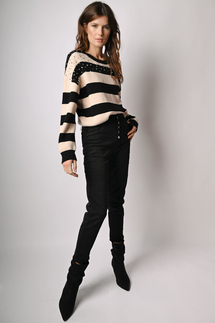 Pantaloni in drill con bottoni-gioiello