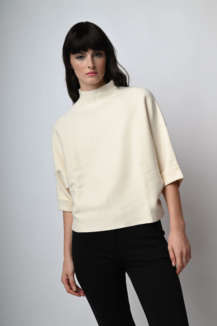 Lupetto misto viscosa con maniche crop