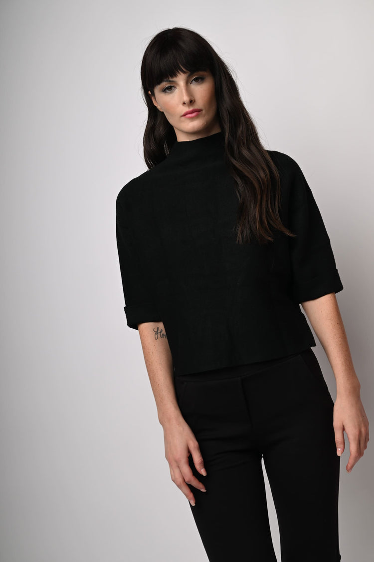 Lupetto misto viscosa con maniche crop