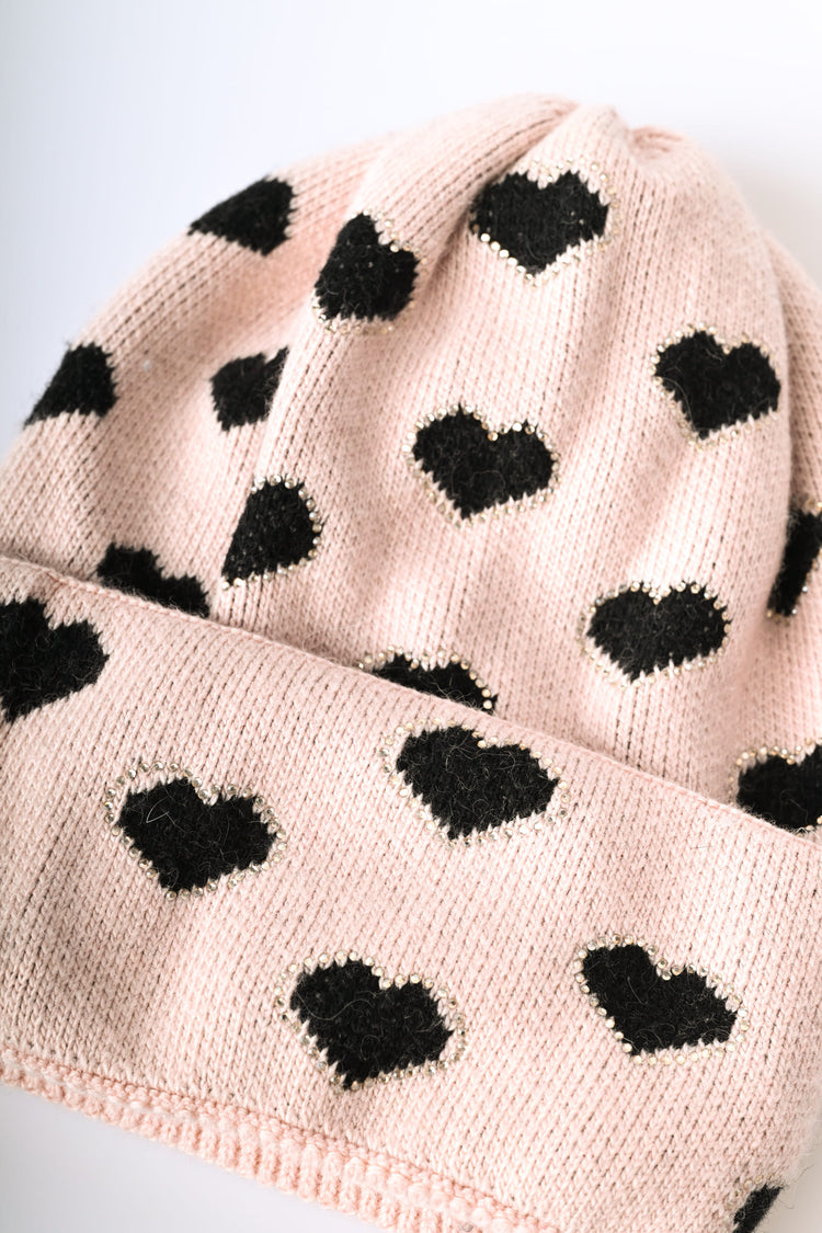Berretto con motivo a cuori