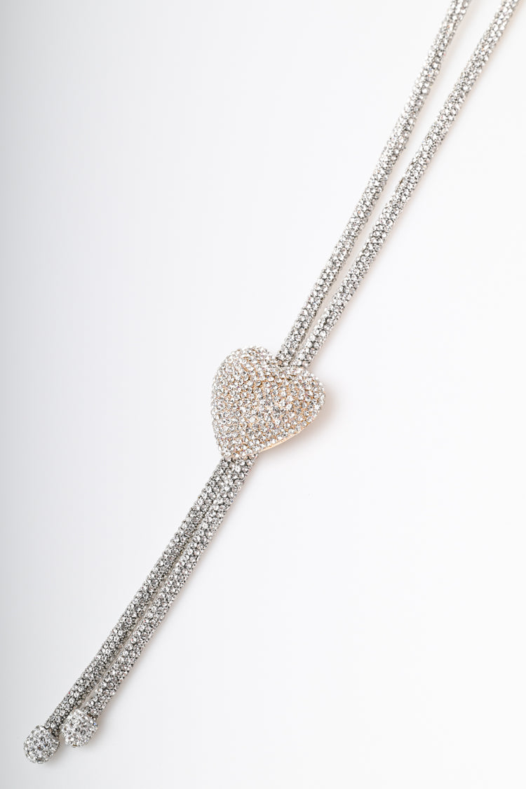 Collana lunga con strass e cuore