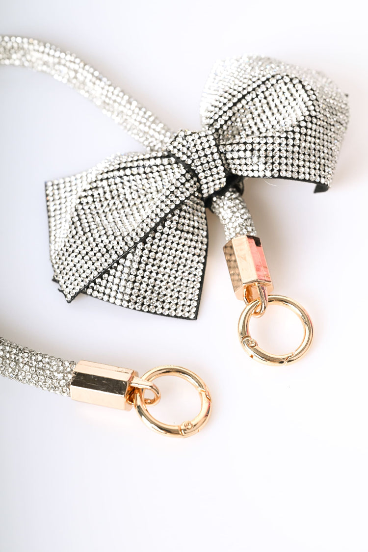 Portachiavi con strass e fiocco