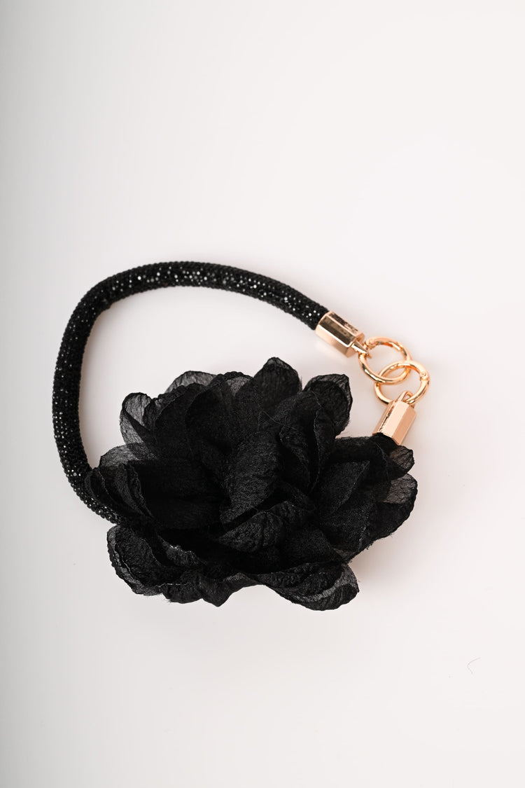 Portachiavi con strass e fiore