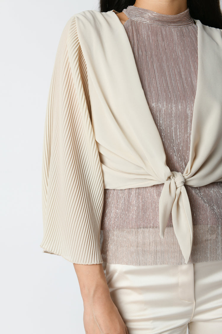 Coprispalle in tessuto plissé