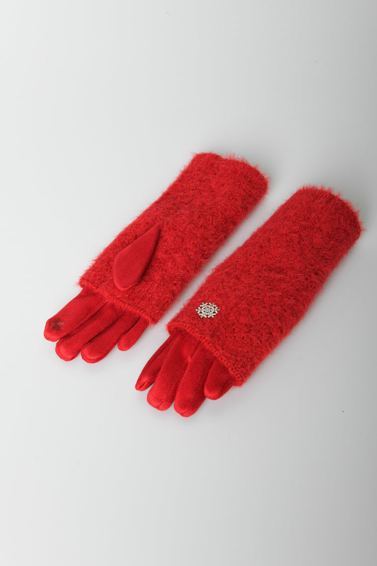 Guanti in maglia con cristallo