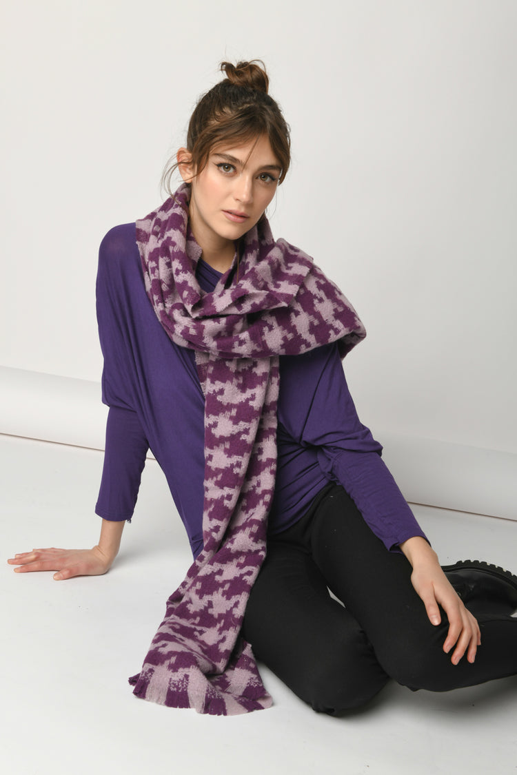 Sciarpa con motivo pied-de-poule