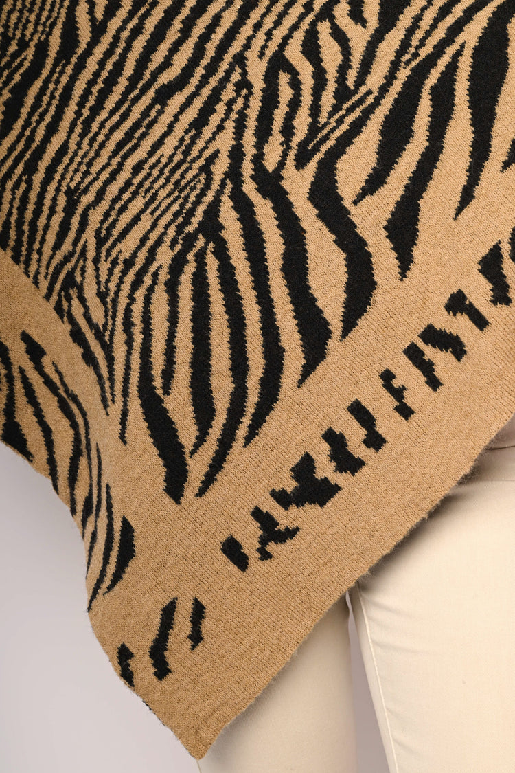 Poncho in jacquard tigrato