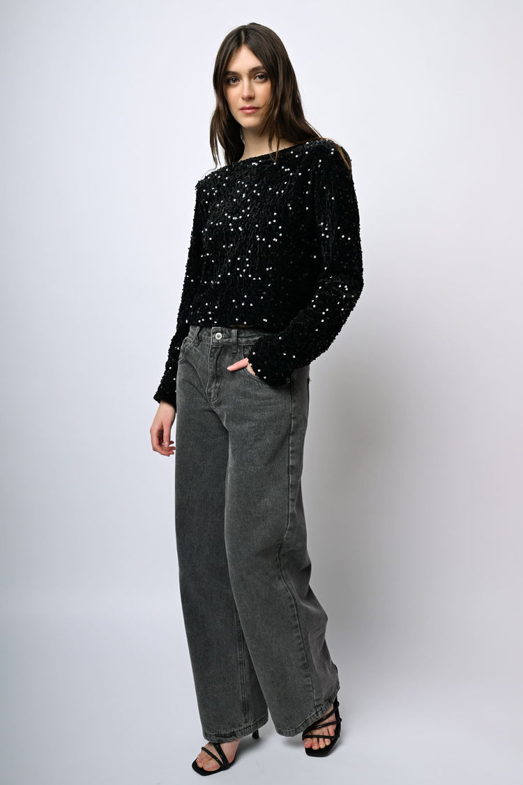 Blusa con decorazione paillettes