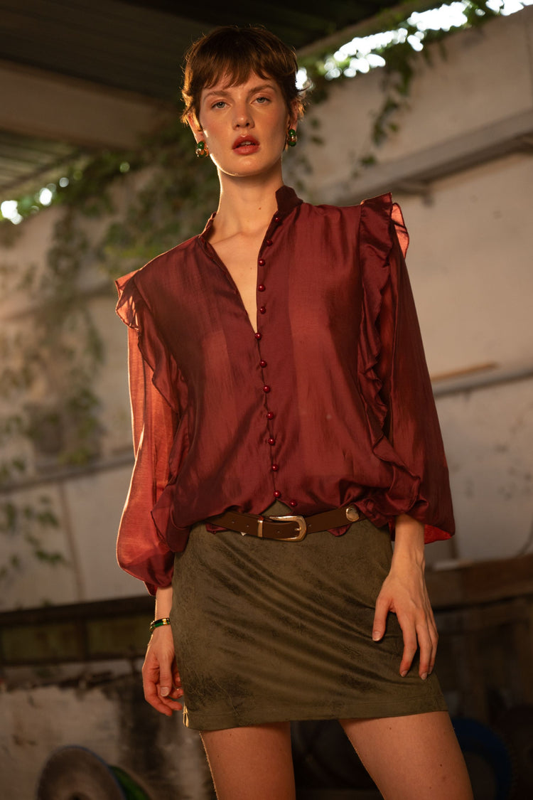 Camicia in mussola con volants