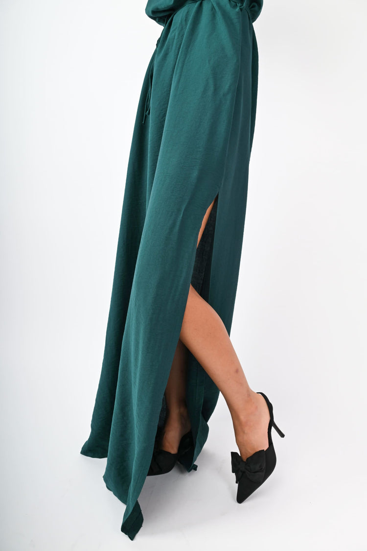 Abito lungo monospalla con spacco