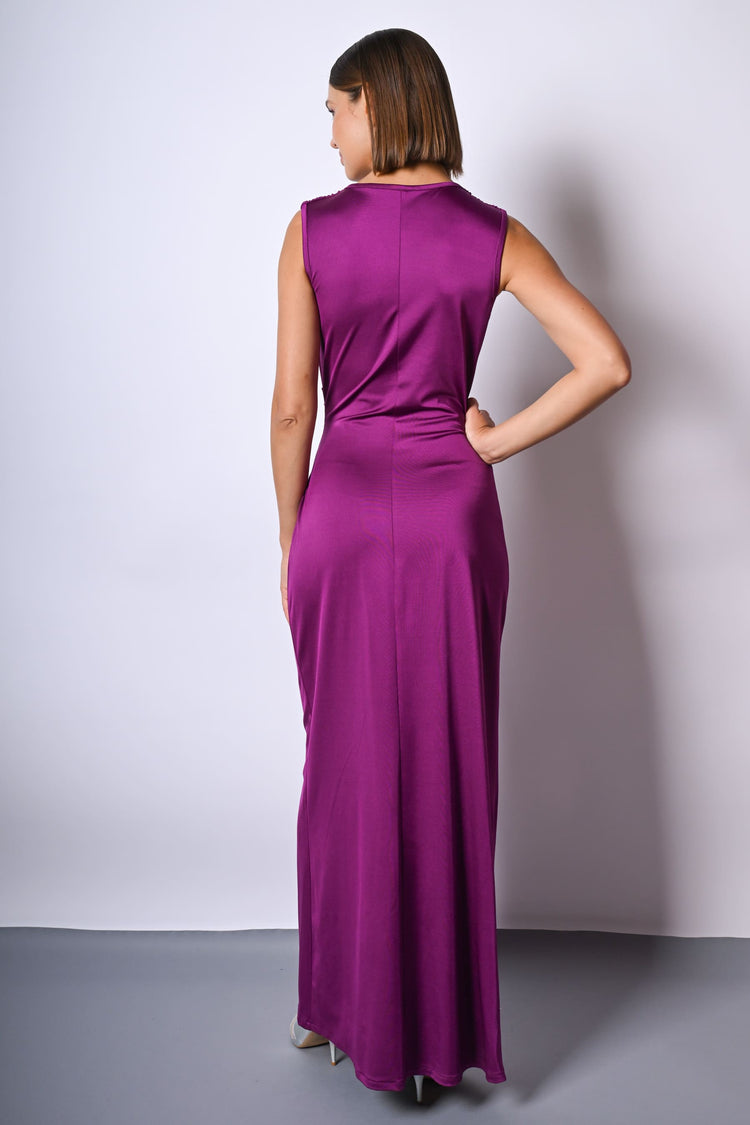 Abito lungo stile portafoglio con spacco