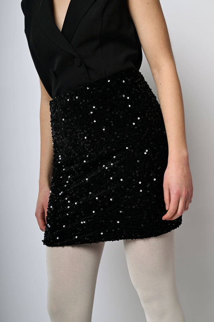 Minigonna con decorazione paillettes