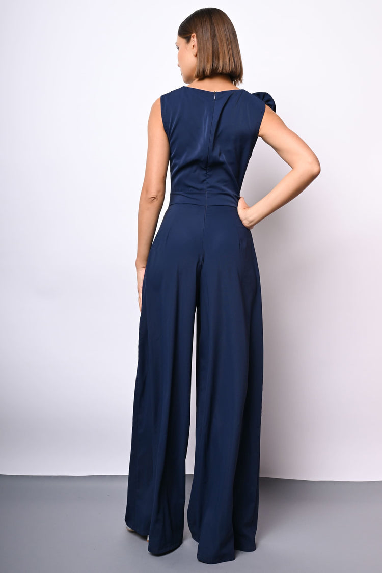 Tuta in raso con rosa 3D