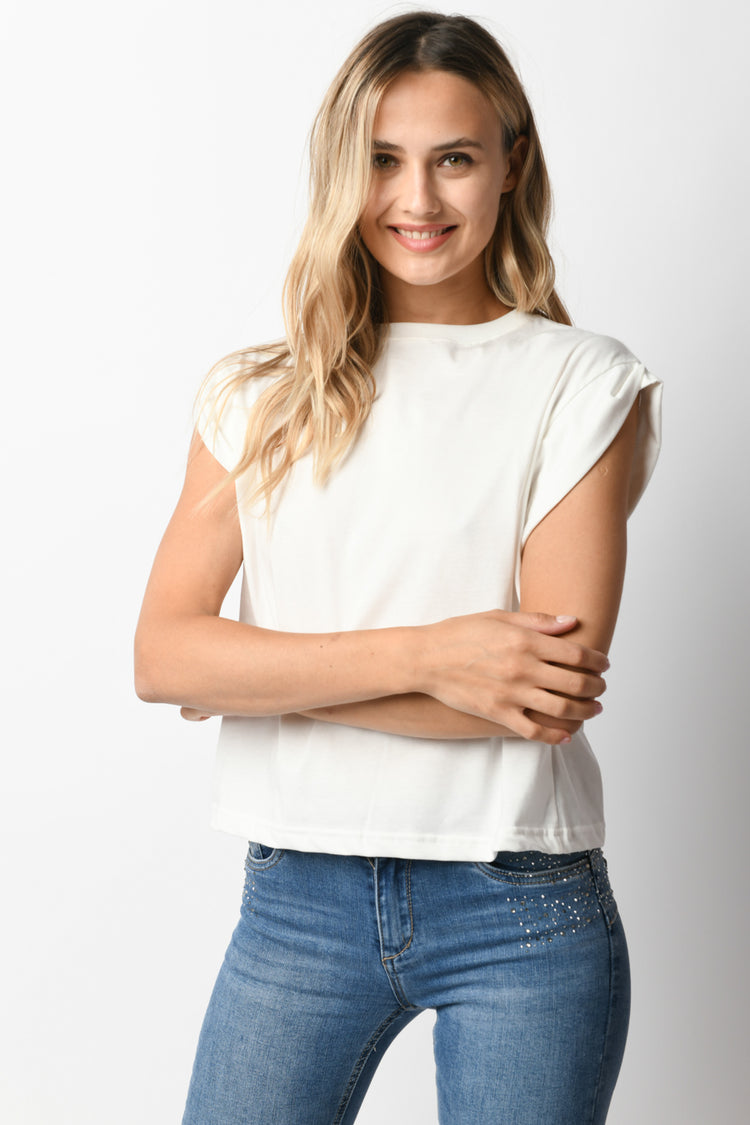T-shirt con maniche ad aletta