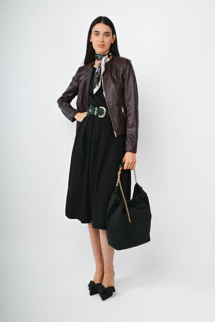 Giacca in similpelle e tessuto