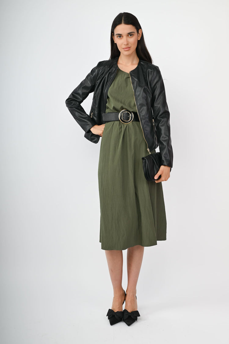 Giacca in similpelle e tessuto