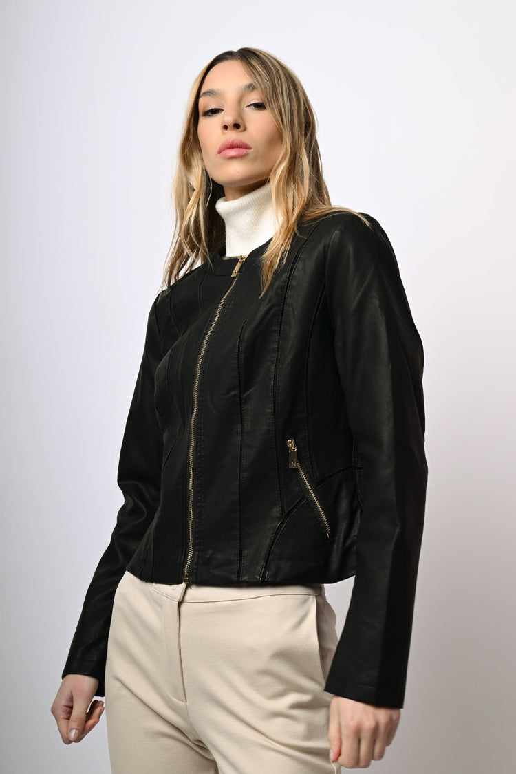 Giacca in similpelle con zip