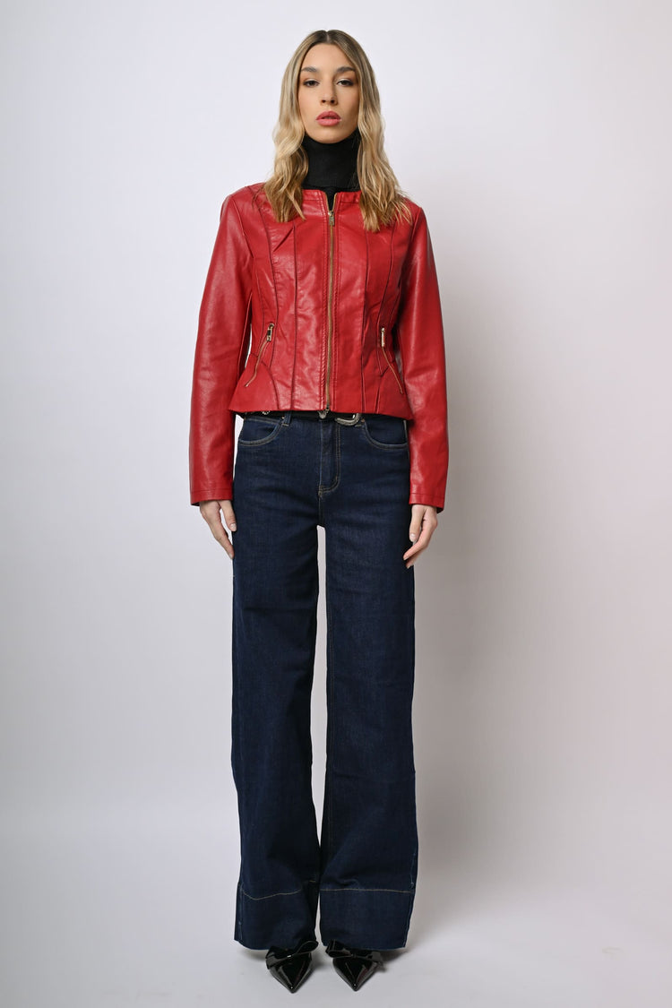 Giacca in similpelle con zip