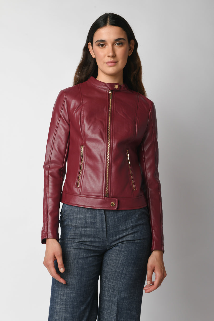 Nuna Lie Giubbotto Ecopelle Azzurro Giacca In Similpelle