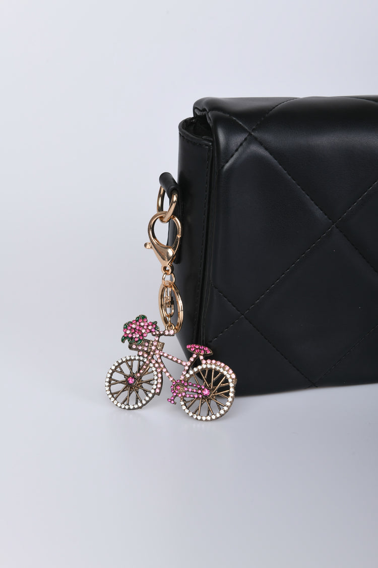 Portachiavi con bicicletta in strass